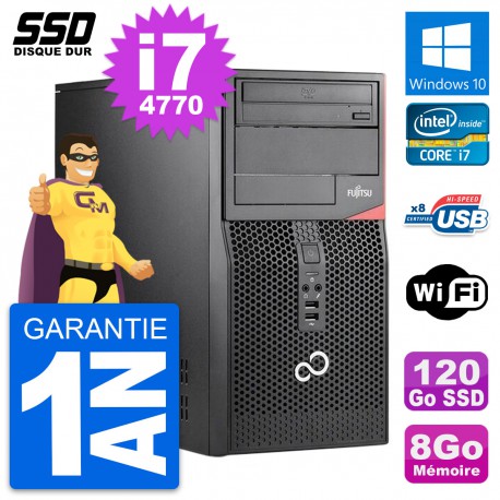 PC Tour Fujitsu Esprimo P520 MT Intel i7-4770 RAM 8Go SSD 120Go Windows 10 Wifi
