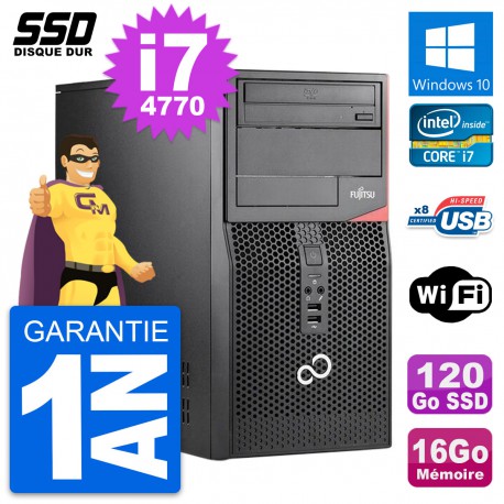 PC Tour Fujitsu Esprimo P520 MT Intel i7-4770 RAM 16Go SSD 120Go Windows 10 Wifi