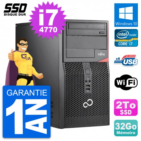 PC Tour Fujitsu Esprimo P520 Intel Core i7-4770 RAM 32Go SSD 2To Windows 10 Wifi