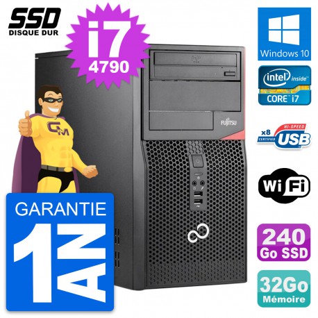 PC Tour Fujitsu Esprimo P520 MT Intel i7-4790 RAM 32Go SSD 240Go Windows 10 Wifi