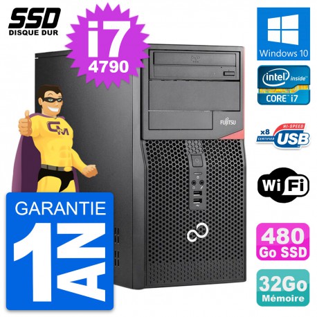 PC Tour Fujitsu Esprimo P520 MT Intel i7-4790 RAM 32Go SSD 480Go Windows 10 Wifi