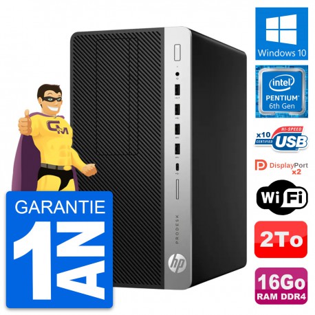 PC Tour HP ProDesk 600 G3 MT Pentium G4400 RAM 16Go Disque 2To Windows 10 Wifi