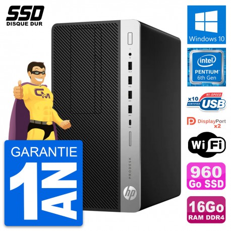 PC Tour HP ProDesk 600 G3 MT Pentium G4400 RAM 16Go SSD 960Go Windows 10 Wifi