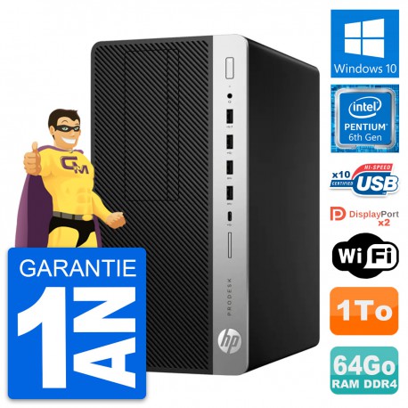 PC Tour HP ProDesk 600 G3 MT Intel G4400 RAM 64Go Disque Dur 1To Windows 10 Wifi