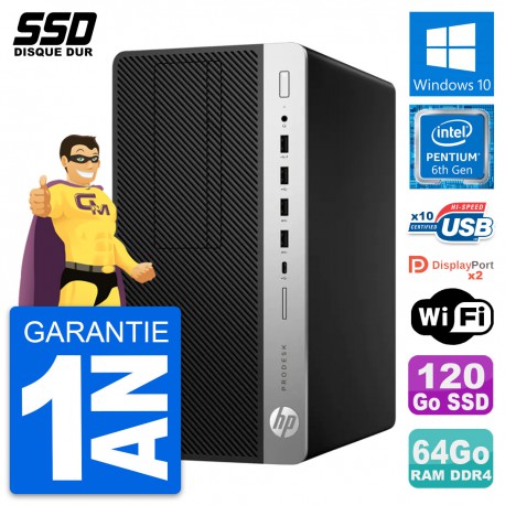PC Tour HP ProDesk 600 G3 MT Pentium G4400 RAM 64Go SSD 120Go Windows 10 Wifi