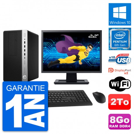 PC Tour HP ProDesk 600 G3 Ecran 22" G4400 RAM 8Go Disque Dur 2To Windows 10 Wifi