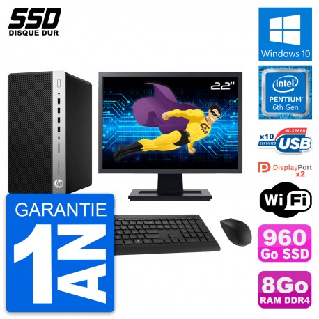 PC Tour HP ProDesk 600 G3 MT Ecran 22" G4400 RAM 8Go SSD 960Go Windows 10 Wifi