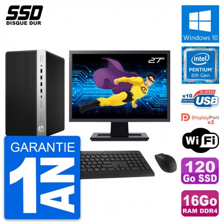 PC Tour HP ProDesk 600 G3 MT Ecran 27" G4400 RAM 16Go SSD 120Go Windows 10 Wifi