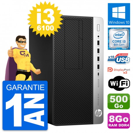 PC Tour HP ProDesk 600 G3 MT Intel i3-6100 RAM 8Go Disque 500Go Windows 10 Wifi