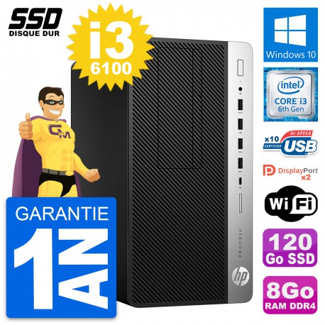PC Tour HP ProDesk 600 G3 Intel Core i3-6100 RAM 8Go SSD 120Go Windows 10 Wifi