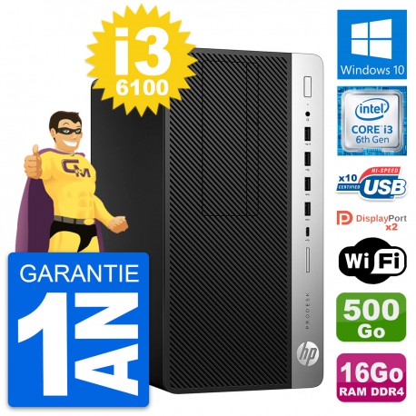 PC Tour HP ProDesk 600 G3 MT Intel i3-6100 RAM 16Go Disque 500Go Windows 10 Wifi