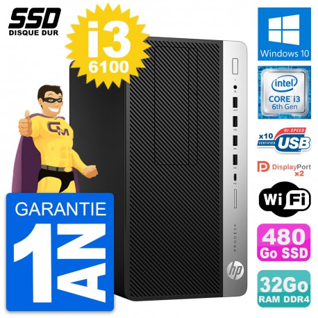 PC Tour HP ProDesk 600 G3 Intel Core i3-6100 RAM 32Go SSD 480Go Windows 10 Wifi