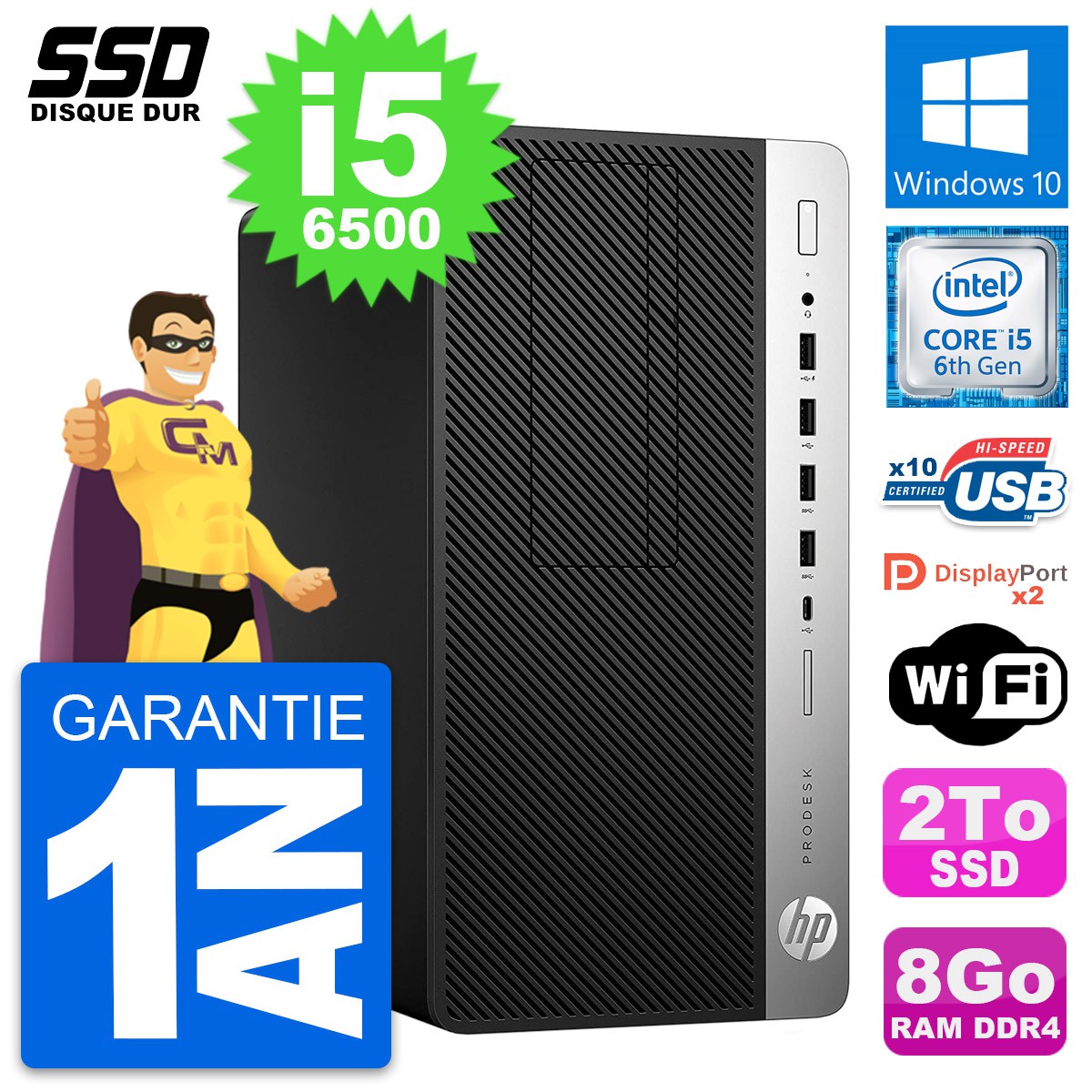 Fujitsu Esprimo D757 SFF PC, processeur Intel Core i5-6400, 16 Go RAM DDR4, 480 Go SSD, Windows 11 Pro (reconditionné