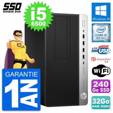 PC Tour HP ProDesk 600 G3 Intel Core i5-6500 RAM 32Go SSD 240Go Windows 10 Wifi