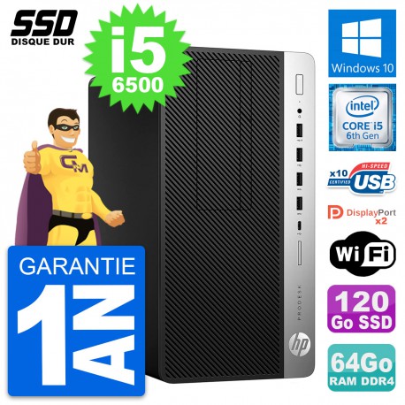 PC Tour HP ProDesk 600 G3 Intel Core i5-6500 RAM 64Go SSD 120Go Windows 10 Wifi