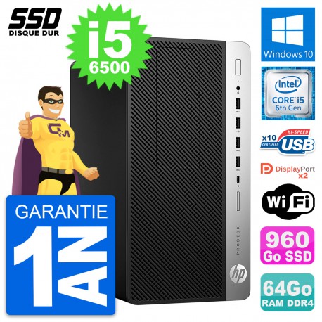 PC Tour HP ProDesk 600 G3 Intel Core i5-6500 RAM 64Go SSD 960Go Windows 10 Wifi