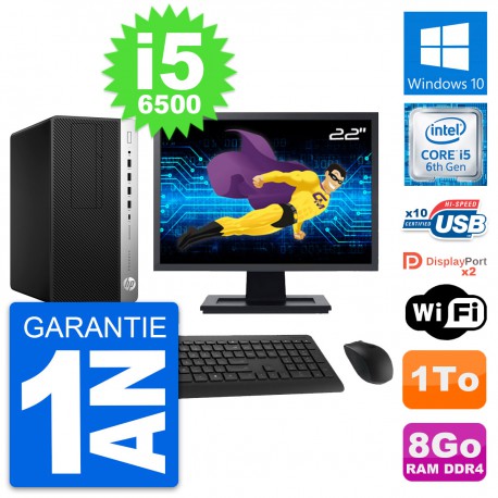 PC Tour HP ProDesk 600 G3 Ecran 22" i5-6500 RAM 8Go Disque 1To Windows 10 Wifi