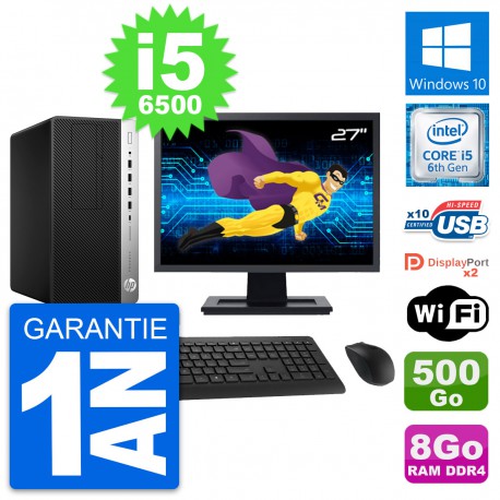 PC Tour HP ProDesk 600 G3 Ecran 27" i5-6500 RAM 8Go Disque 500Go Windows 10 Wifi
