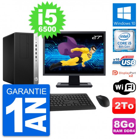 PC Tour HP ProDesk 600 G3 Ecran 27" i5-6500 RAM 8Go Disque 2To Windows 10 Wifi