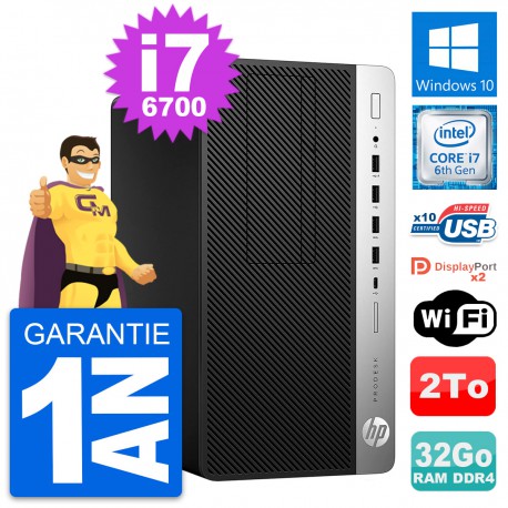 PC Tour HP ProDesk 600 G3 Intel Core i7-6700 RAM 32Go Disque 2To Windows 10 Wifi