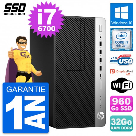 PC Tour HP ProDesk 600 G3 Intel Core i7-6700 RAM 32Go SSD 960Go Windows 10 Wifi