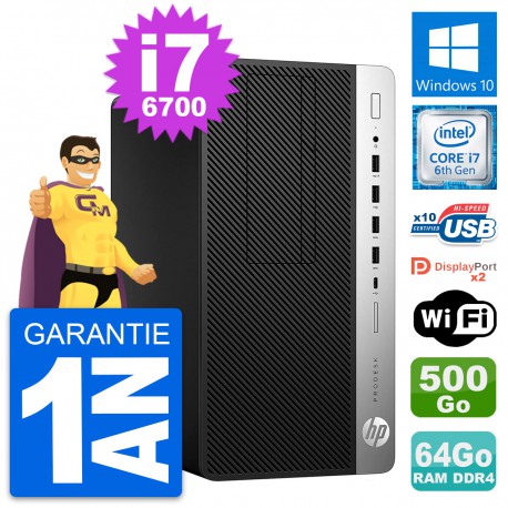 PC Tour HP ProDesk 600 G3 MT Intel i7-6700 RAM 64Go Disque 500Go Windows 10 Wifi