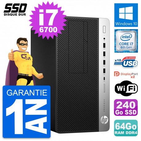 PC Tour HP ProDesk 600 G3 Intel Core i7-6700 RAM 64Go SSD 240Go Windows 10 Wifi