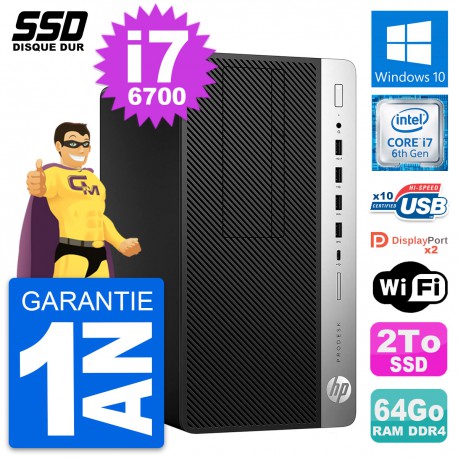 PC Tour HP ProDesk 600 G3 Intel Core i7-6700 RAM 64Go SSD 2To Windows 10 Wifi