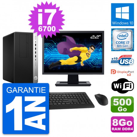 PC Tour HP ProDesk 600 G3 Ecran 22" i7-6700 RAM 8Go Disque 500Go Windows 10 Wifi
