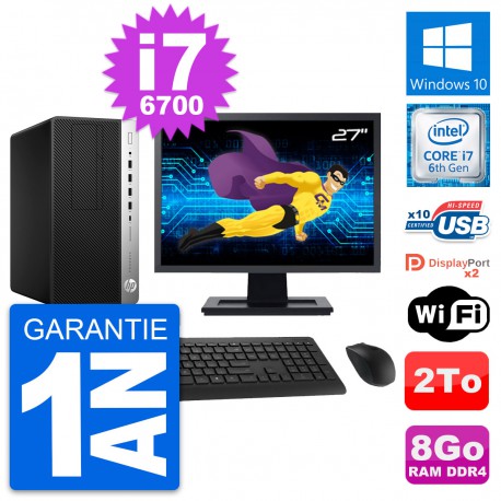 PC Tour HP ProDesk 600 G3 Ecran 27" i7-6700 RAM 8Go Disque 2To Windows 10 Wifi