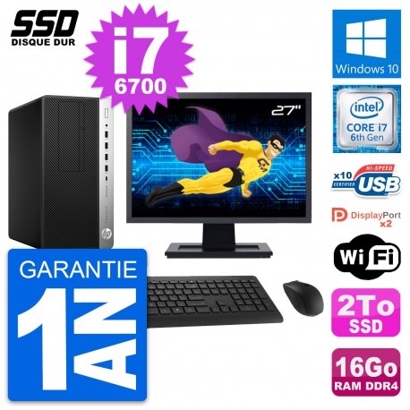PC Tour HP ProDesk 600 G3 MT Ecran 27" i7-6700 RAM 16Go SSD 2To Windows 10 Wifi