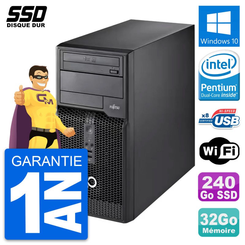 PC tour Fujitsu Esprimo P510 MT Pentium G2020 RAM 32Go SSD 240Go