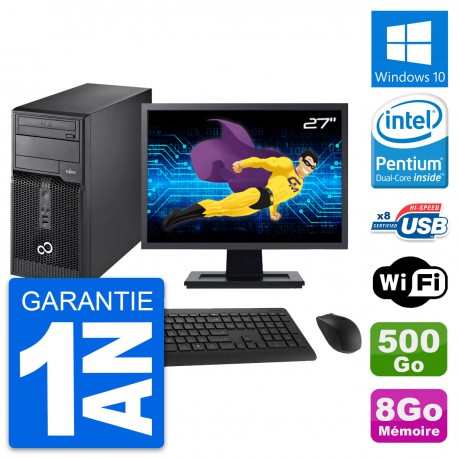 PC Tour Fujitsu P510 Ecran 27" Intel G2020 RAM 8Go Disque 500Go Windows 10 Wifi