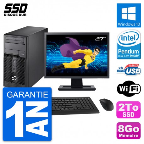 PC Tour Fujitsu Esprimo P510 MT Ecran 27" G2020 RAM 8Go SSD 2To Windows 10 Wifi