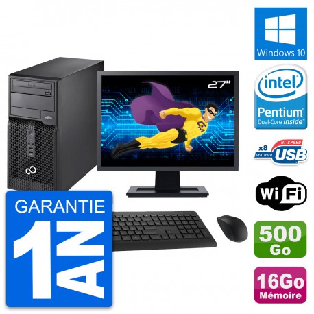 PC Tour Fujitsu P510 Ecran 27" Intel G2020 RAM 16Go Disque 500Go Windows 10 Wifi