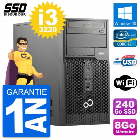 PC Tour Fujitsu Esprimo P510 MT Intel i3-3220 RAM 8Go SSD 240Go Windows 10 Wifi