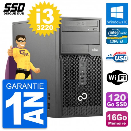 PC Tour Fujitsu Esprimo P510 MT Intel i3-3220 RAM 16Go SSD 120Go Windows 10 Wifi