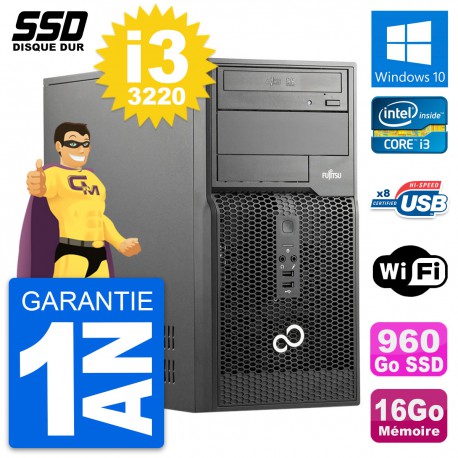 PC Tour Fujitsu Esprimo P510 MT Intel i3-3220 RAM 16Go SSD 960Go Windows 10 Wifi