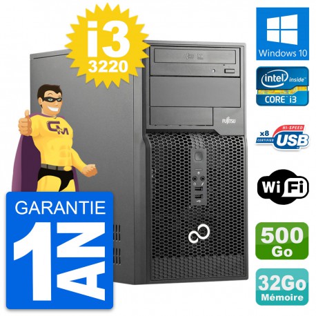 PC Tour Fujitsu Esprimo P510 Core i3-3220 RAM 32Go Disque 500Go Windows 10 Wifi