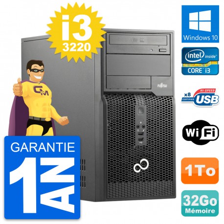 PC Tour Fujitsu Esprimo P510 MT Core i3-3220 RAM 32Go Disque 1To Windows 10 Wifi
