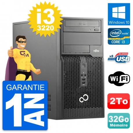 PC Tour Fujitsu Esprimo P510 MT Core i3-3220 RAM 32Go Disque 2To Windows 10 Wifi
