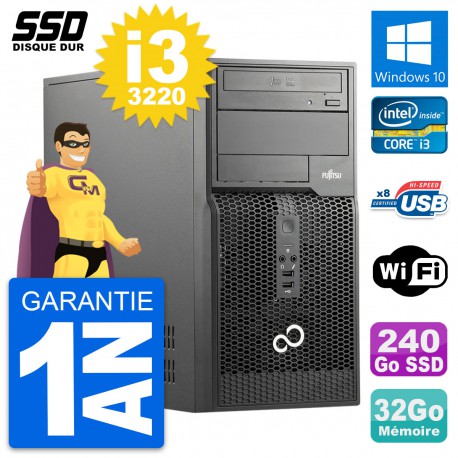PC Tour Fujitsu Esprimo P510 MT Intel i3-3220 RAM 32Go SSD 240Go Windows 10 Wifi