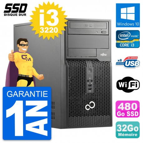 PC Tour Fujitsu Esprimo P510 MT Intel i3-3220 RAM 32Go SSD 480Go Windows 10 Wifi