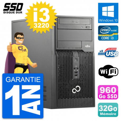 PC Tour Fujitsu Esprimo P510 MT Intel i3-3220 RAM 32Go SSD 960Go Windows 10 Wifi