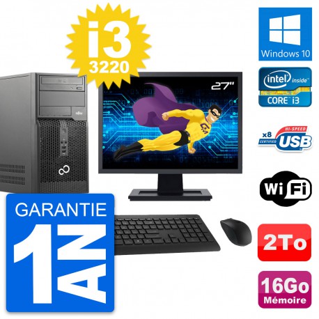 PC Tour Fujitsu P510 Ecran 27" Intel i3-3220 RAM 16Go Disque 2To Windows 10 Wifi