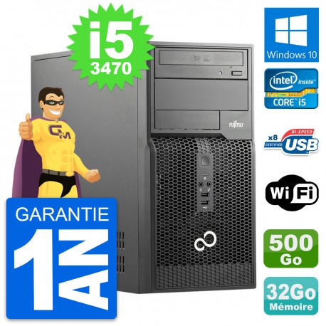PC Tour Fujitsu Esprimo P510 Core i5-3470 RAM 32Go Disque 500Go Windows 10 Wifi