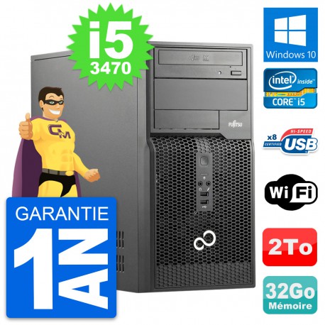 PC Tour Fujitsu Esprimo P510 MT Core i5-3470 RAM 32Go Disque 2To Windows 10 Wifi