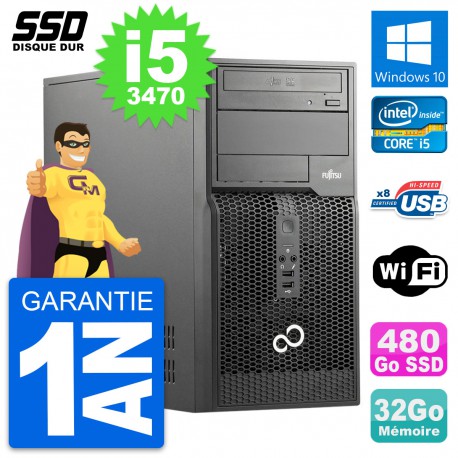 PC Tour Fujitsu Esprimo P510 MT Intel i5-3470 RAM 32Go SSD 480Go Windows 10 Wifi