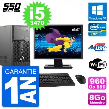 PC Tour Fujitsu P510 MT Ecran 22" Core i5-3470 RAM 8Go SSD 960Go Windows 10 Wifi