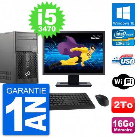 PC Tour Fujitsu P510 Ecran 22" Intel i5-3470 RAM 16Go Disque 2To Windows 10 Wifi
